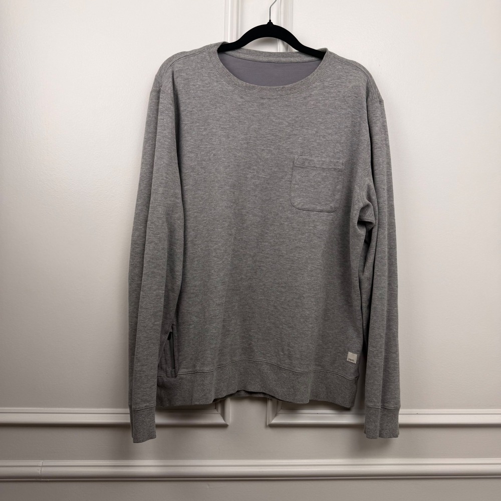 Vuori Ponto Performance Crewneck Sweatshirt Mens Gray‎ Pocket Pullover Large
